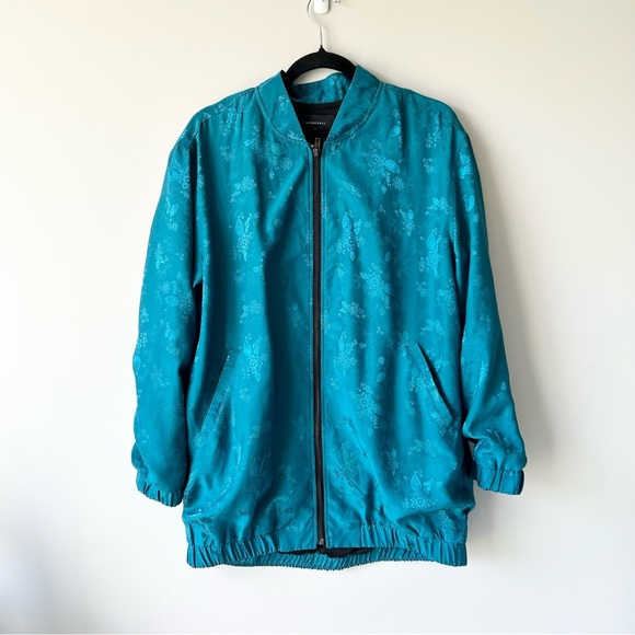 100%  Silk Floral Print Bomber Jacket - Picture 4 of 16